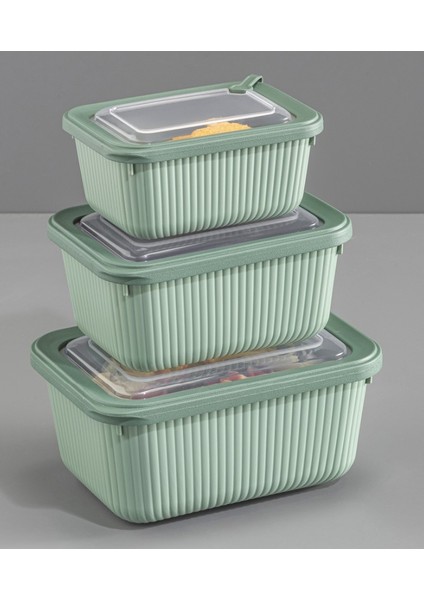 3 Parça Microline Dikdörtgen Set ( 600-1100-1800 ml )