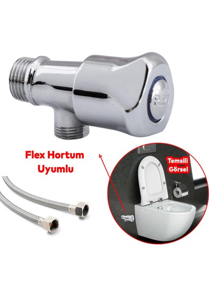 Taharet Musluğu Çevirmeli Döküm Metal Rezervuar Ara Musluk Wc Klozet Alafranga Flex Hortum Bağlantı fiyatları