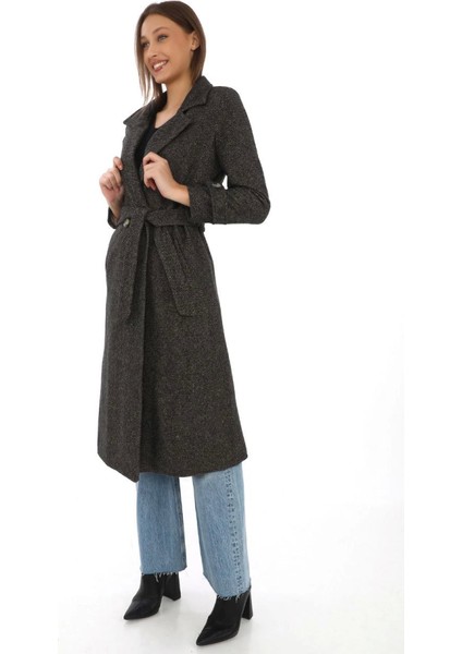 Astarlı Balık Sırtı Kaşmir Kaşe Kaban - Kahverengi fiyatları