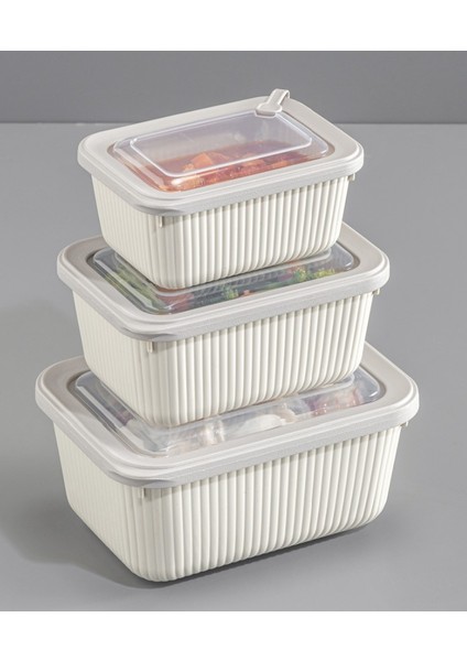 3 Parça Microline Dikdörtgen Set ( 600-1100-1800 ml )