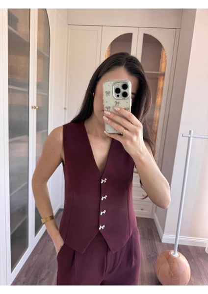 Kurdele Düğmeli Tasarım Yelek Pantolon Takım Premium Kalite fiyatları