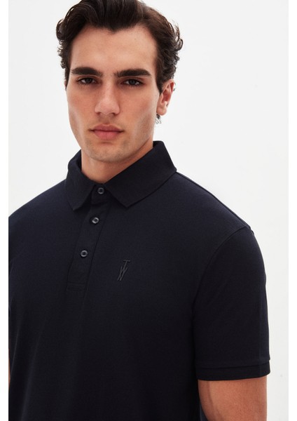 Slim Fit Lacivert Pike Dokulu T-Shirt 4EC146011784M fırsatları