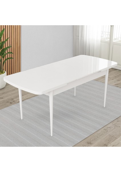 Exve Serisi 80X132 Açılabilir Beyaz Masa Takımı ve 4 Siyah Sandalye modelleri