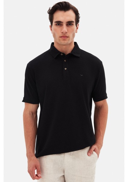 Ds Damat Regular Fit Siyah Pike Dokulu T-Shirt 4HC146551001M