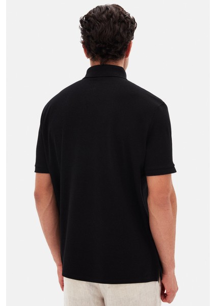 Ds Damat Regular Fit Siyah Pike Dokulu T-Shirt 4HC146551001M