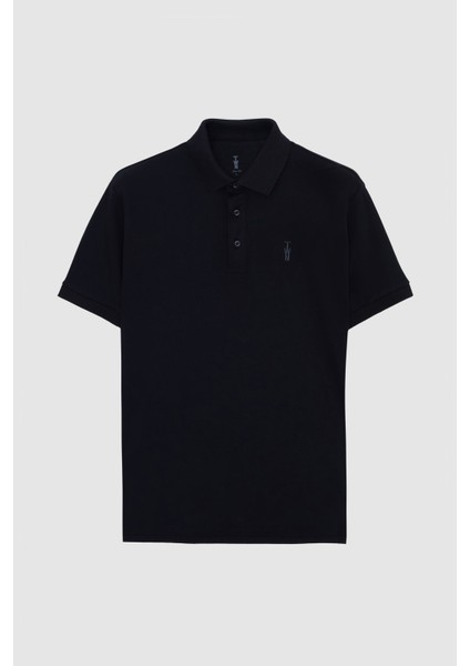 Slim Fit Siyah Pike Dokulu T-Shirt 4EC146011784M indirimleri