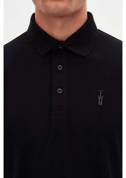 Slim Fit Siyah Pike Dokulu T-Shirt 4EC146011784M