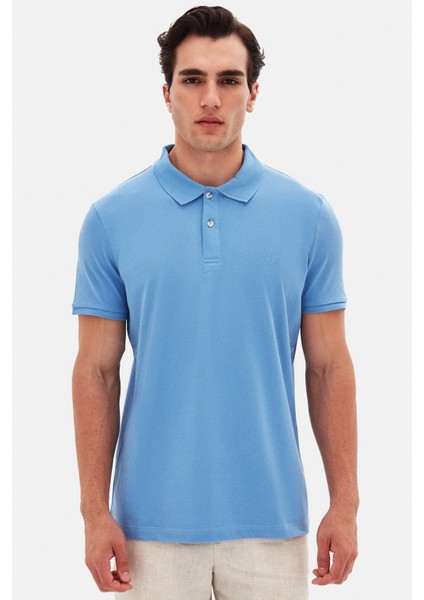 Ds Damat Regular Fit Açık Indigo %100 Pamuklu Uzun Ömürlü Kıvrılmaz Polo Yaka Nakışlı T-Shirt fiyatları