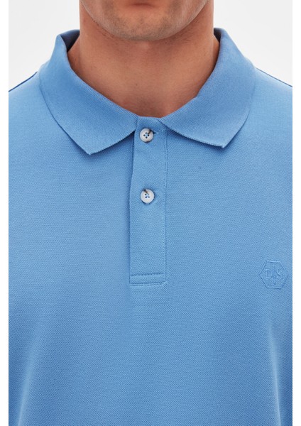 Ds Damat Regular Fit Açık Indigo %100 Pamuklu Uzun Ömürlü Kıvrılmaz Polo Yaka Nakışlı T-Shirt fırsatları