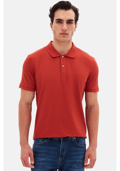 Ds Damat Regular Fit Tarçın %100 Pamuklu Uzun Ömürlü Kıvrılmaz Polo Yaka Nakışlı T-Shirt