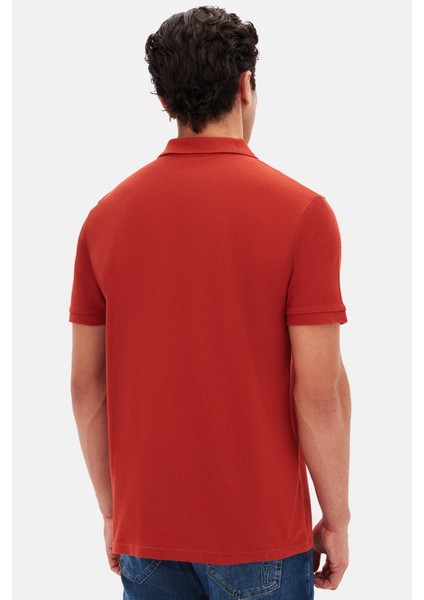 Ds Damat Regular Fit Tarçın %100 Pamuklu Uzun Ömürlü Kıvrılmaz Polo Yaka Nakışlı T-Shirt