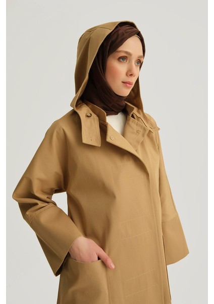 Kapüşonlu Kruvaze Kap 25Y7814 Kum fırsatları