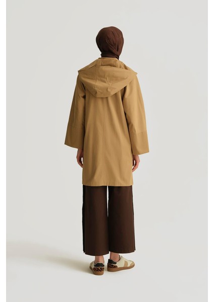 Kapüşonlu Kruvaze Kap 25Y7814 Kum indirimleri