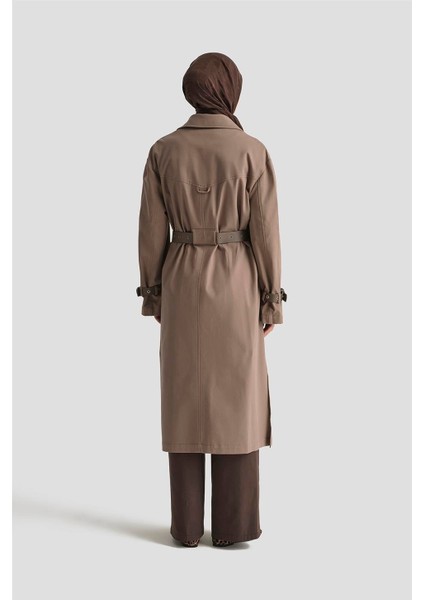 Kemerli Trençkot 25Y7803 Koyu Vizon indirimleri