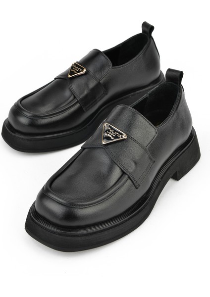 , Kadın Hakiki Deri Ayakkabı 1531050Z25100553Y Siyah indirimleri