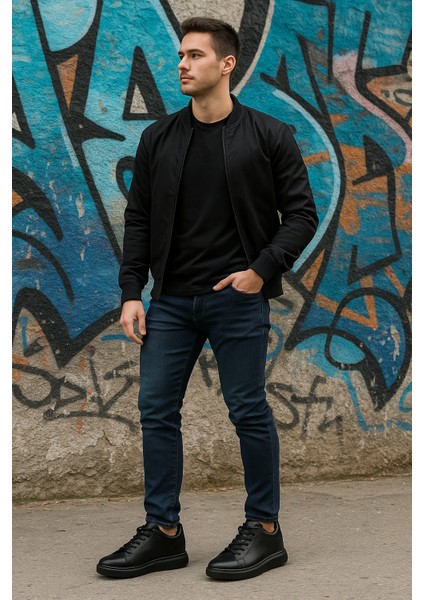 Elevold MELA Erkek Hakiki Deri 7 cm Boy Uzatan Siyah Spor Ayakkabı