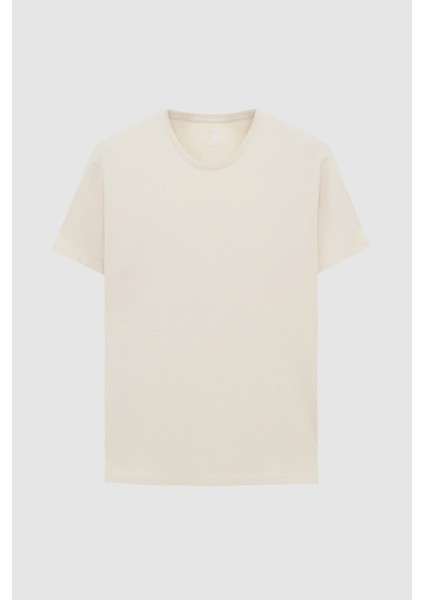 Slim Fit Taş Düz Kabartma Baskılı T-Shirt indirimleri