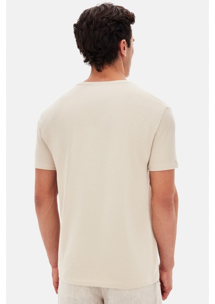 Slim Fit Taş Düz Kabartma Baskılı T-Shirt