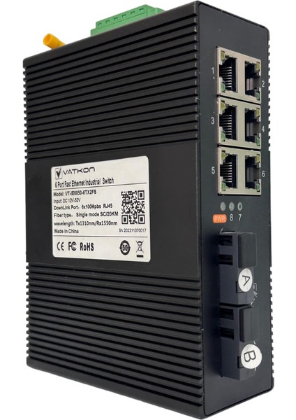 VT-IE6050-6TX2FS-WA/B (6X10/100 Mbps Port + 2xoptik Port, Ethernet Switch)
