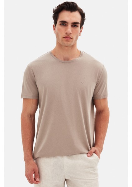Ds Damat Regular Fit Vizon Düz Nakışlı %100 Pamuk T-Shirt fiyatları