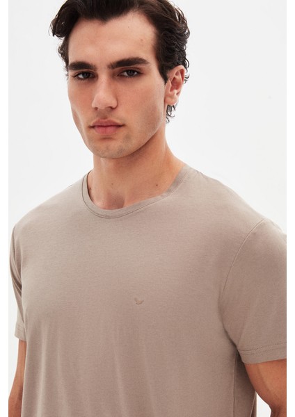 Ds Damat Regular Fit Vizon Düz Nakışlı %100 Pamuk T-Shirt modelleri