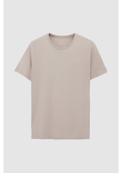 Ds Damat Regular Fit Vizon Düz Nakışlı %100 Pamuk T-Shirt indirimleri
