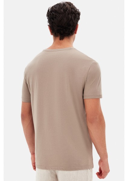 Ds Damat Regular Fit Vizon Düz Nakışlı %100 Pamuk T-Shirt