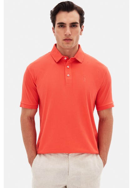 Slim Fit Mercan Pike Dokulu T-Shirt