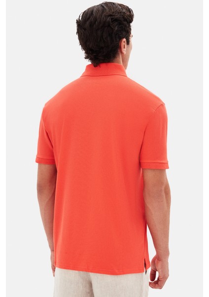 Slim Fit Mercan Pike Dokulu T-Shirt