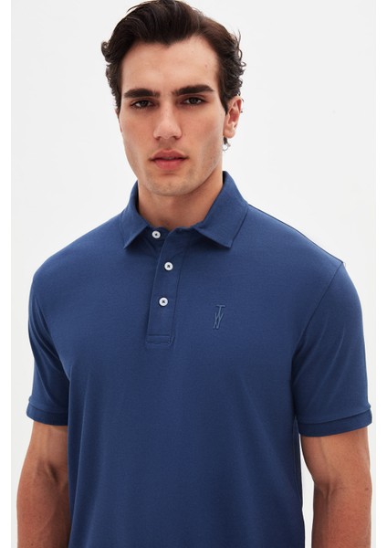 Slim Fit Indigo Pike Dokulu T-Shirt 4EC146011784M modelleri