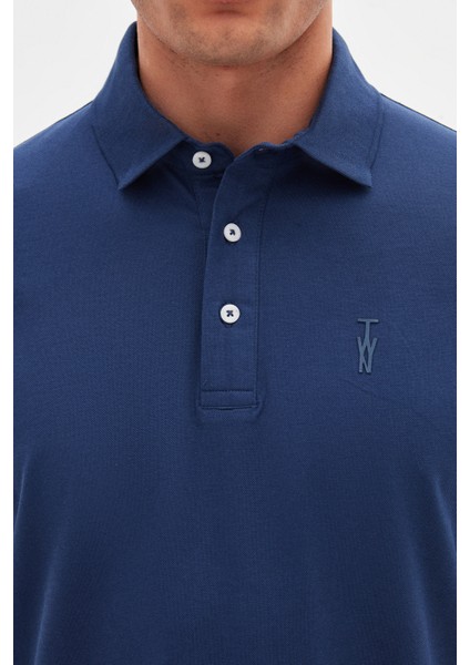 Slim Fit Indigo Pike Dokulu T-Shirt 4EC146011784M fırsatları