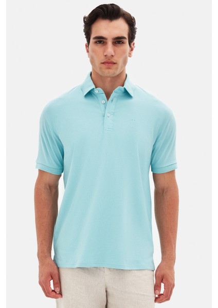 Slim Fit Aqua Pike Dokulu T-Shirt 4EC146011784M