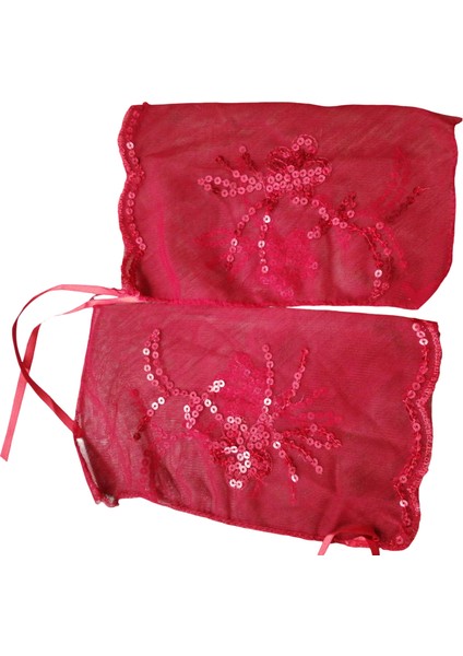 Tül Pullu Kırmızı Kına&gelin Duvağı 2li Takım modelleri