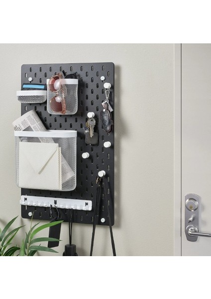 2 mm Siyah Metal 36X56 cm Çok Amaçlı Pano Organizatör Pegboard