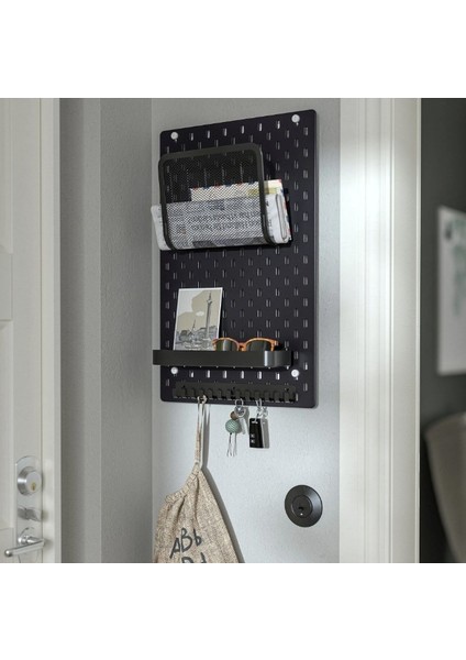 2 mm Siyah Metal 36X56 cm Çok Amaçlı Pano Organizatör Pegboard