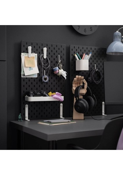 2 mm Siyah Metal 36X56 cm Çok Amaçlı Pano Organizatör Pegboard