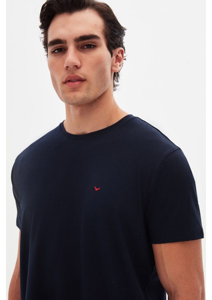 Ds Damat Regular Fit Lacivert Düz Nakışlı %100 Pamuk T-Shirt modelleri