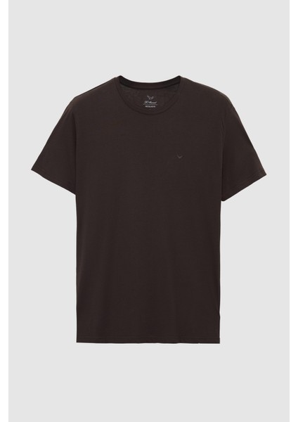 Ds Damat Regular Fit Kahverengi Düz Nakışlı %100 Pamuk T-Shirt indirimleri