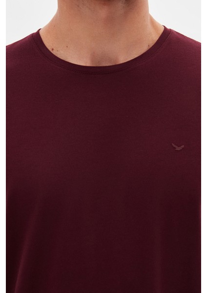 Ds Damat Regular Fit Mürdüm Düz Nakışlı %100 Pamuk T-Shirt fırsatları