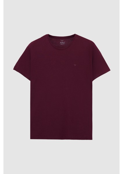Ds Damat Regular Fit Mürdüm Düz Nakışlı %100 Pamuk T-Shirt indirimleri