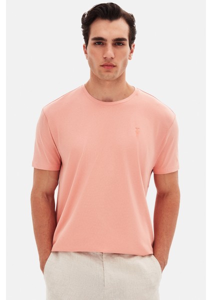 Slim Fit Kil Düz Kabartma Baskılı T-Shirt