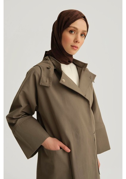 Kapüşonlu Kruvaze Kap 25Y7814 Haki modelleri