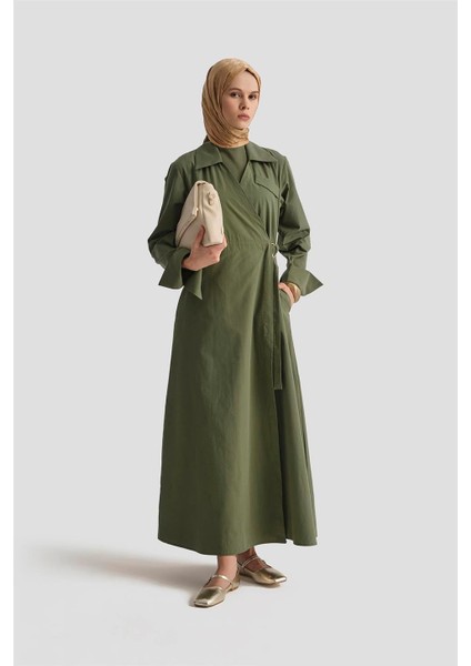 Kemerli Anvelop Elbise 25KD9008 Haki