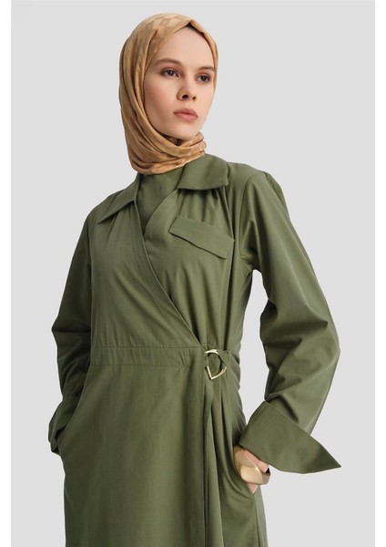 Kemerli Anvelop Elbise 25KD9008 Haki fırsatları