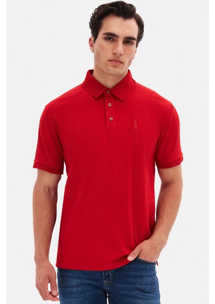 Slim Fit Kırmızı Pike Dokulu T-Shirt 4EC146011784M fiyatları