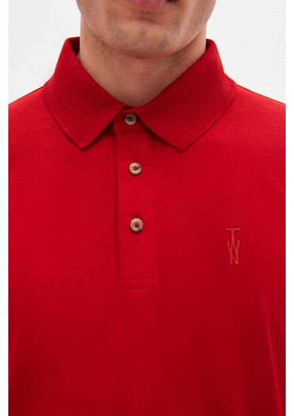 Slim Fit Kırmızı Pike Dokulu T-Shirt 4EC146011784M fırsatları