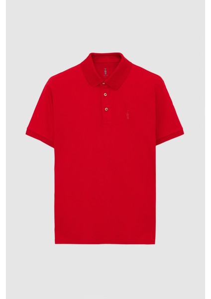 Slim Fit Kırmızı Pike Dokulu T-Shirt 4EC146011784M indirimleri