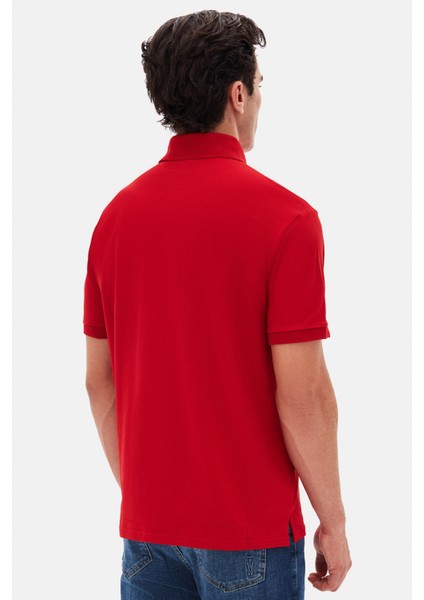Slim Fit Kırmızı Pike Dokulu T-Shirt 4EC146011784M