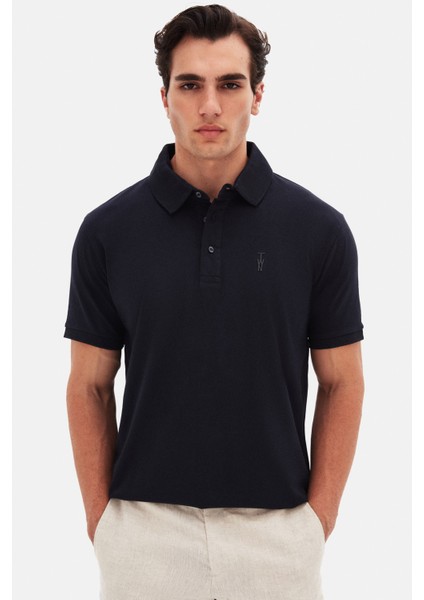 Slim Fit Lacivert Pike Dokulu T-Shirt 4EC146011784M modelleri