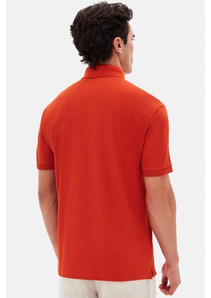 Slim Fit Kiremit Pike Dokulu T-Shirt